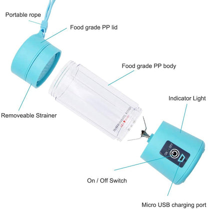 Portable 6-Blade USB Rechargeable Juicer Blender