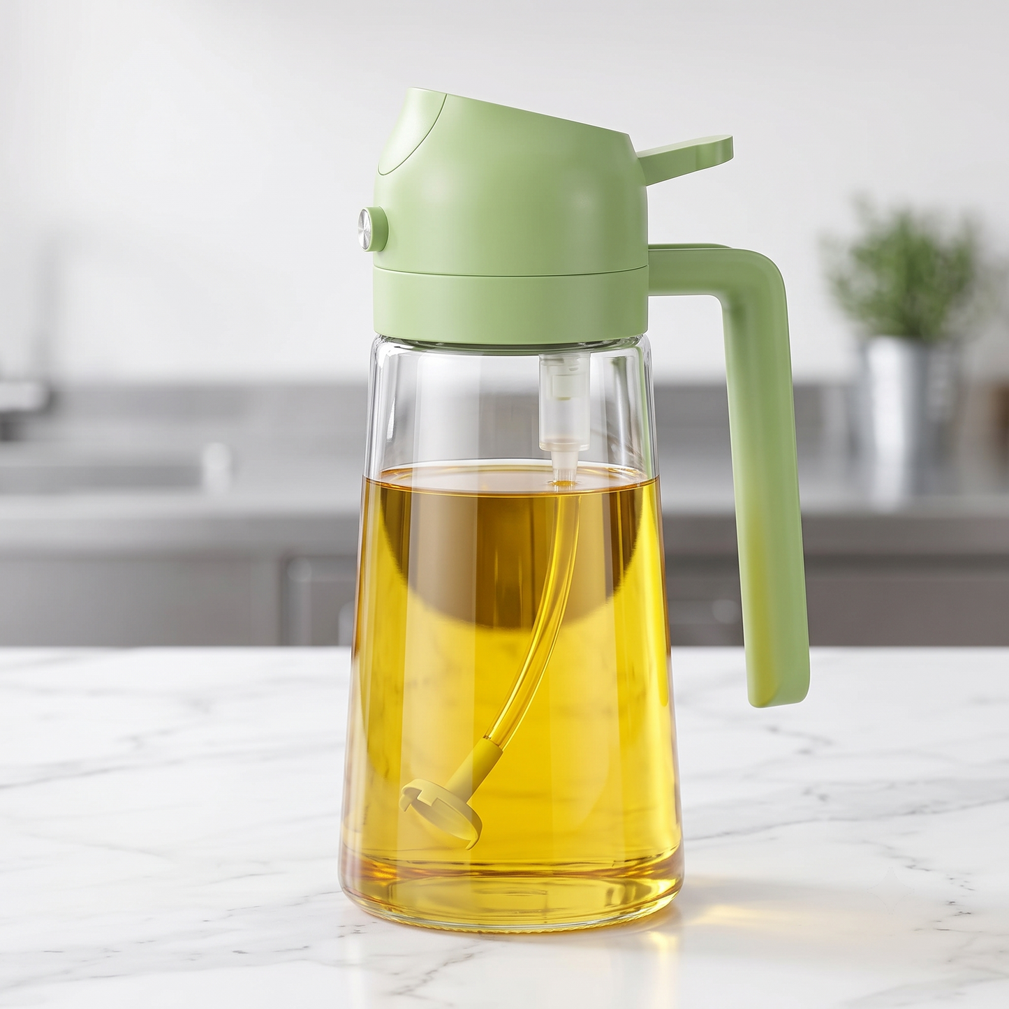 2-in-1 Glass Oil Spray Bottle & Dispenser with Pouring Spout