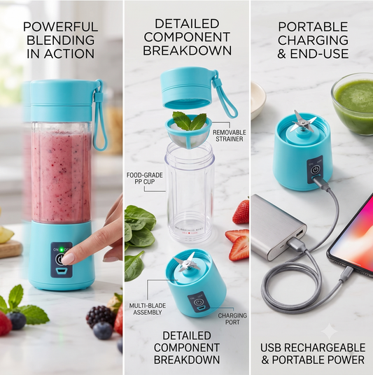 Portable 6-Blade USB Rechargeable Juicer Blender