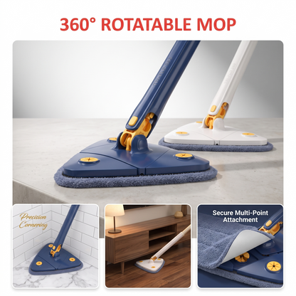 360° Twist Rotatable Triangle Mop with Long Handle Auto Squeeze