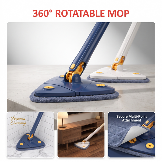 360° Twist Rotatable Triangle Mop with Long Handle Auto Squeeze